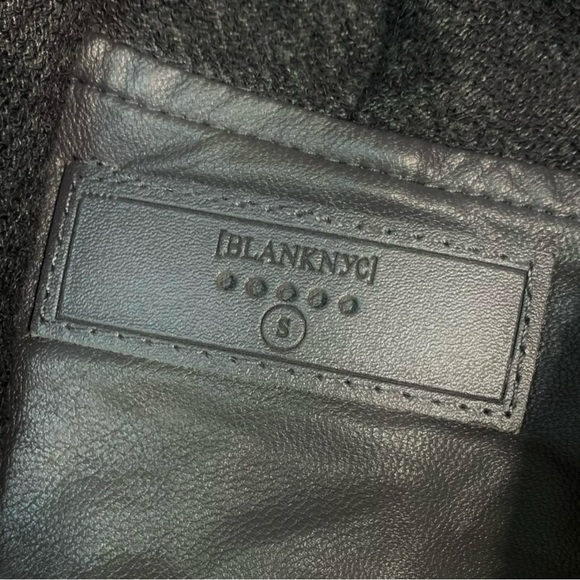 Blank NYC Faux Leather Moto Jacket Draped Cowl Asymmetric Zip Gray Size Small - Picture 5 of 7